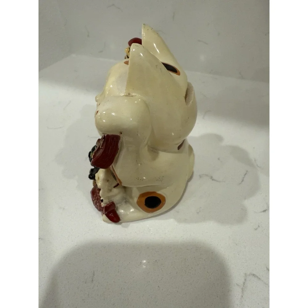 Lot Of 2 Japanese Maneki Neko Lucky Cat Coin Bank Koneko Ceramic 4